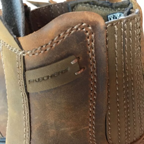 Skeckers 64263 Relaxed Fit Dorton Brown Leather Pull On Ankle Boots Men 8/41 Mem - Picture 8 of 10